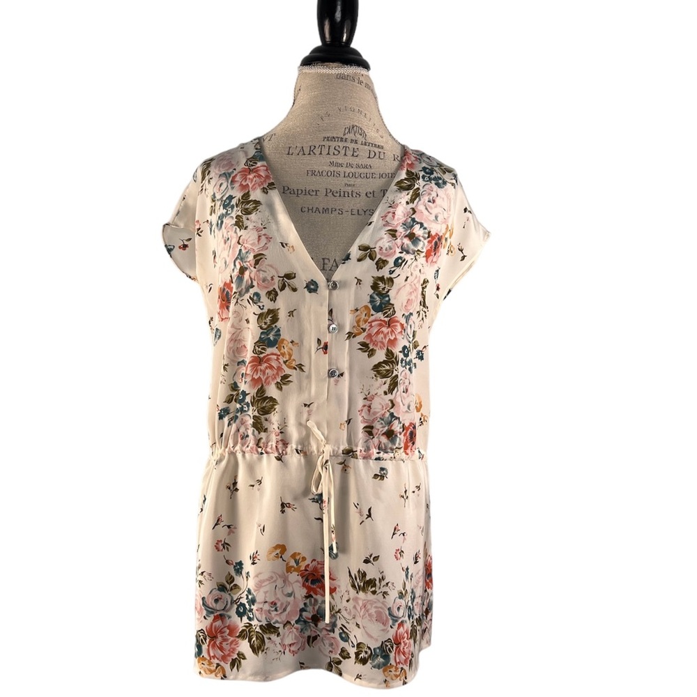 Beyond Vintage Drop Waist Blouse with Roses size S